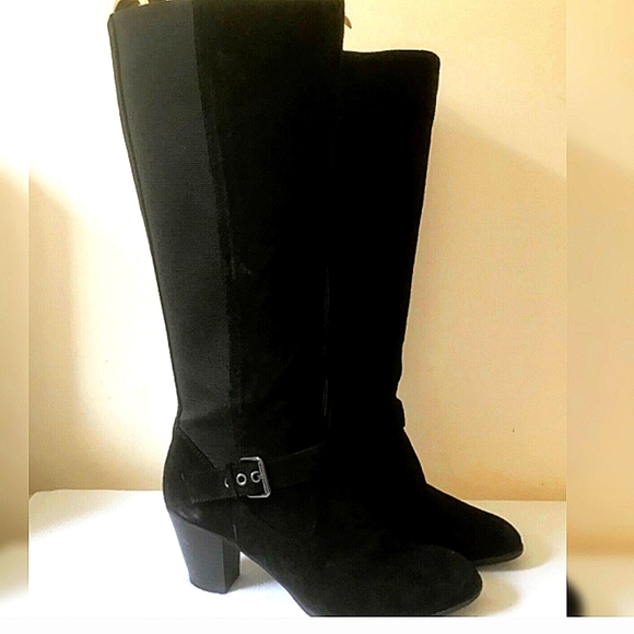 M&S Real Suede Leather Knee High Heels Boots Size 39 - Picture 5 of 7
